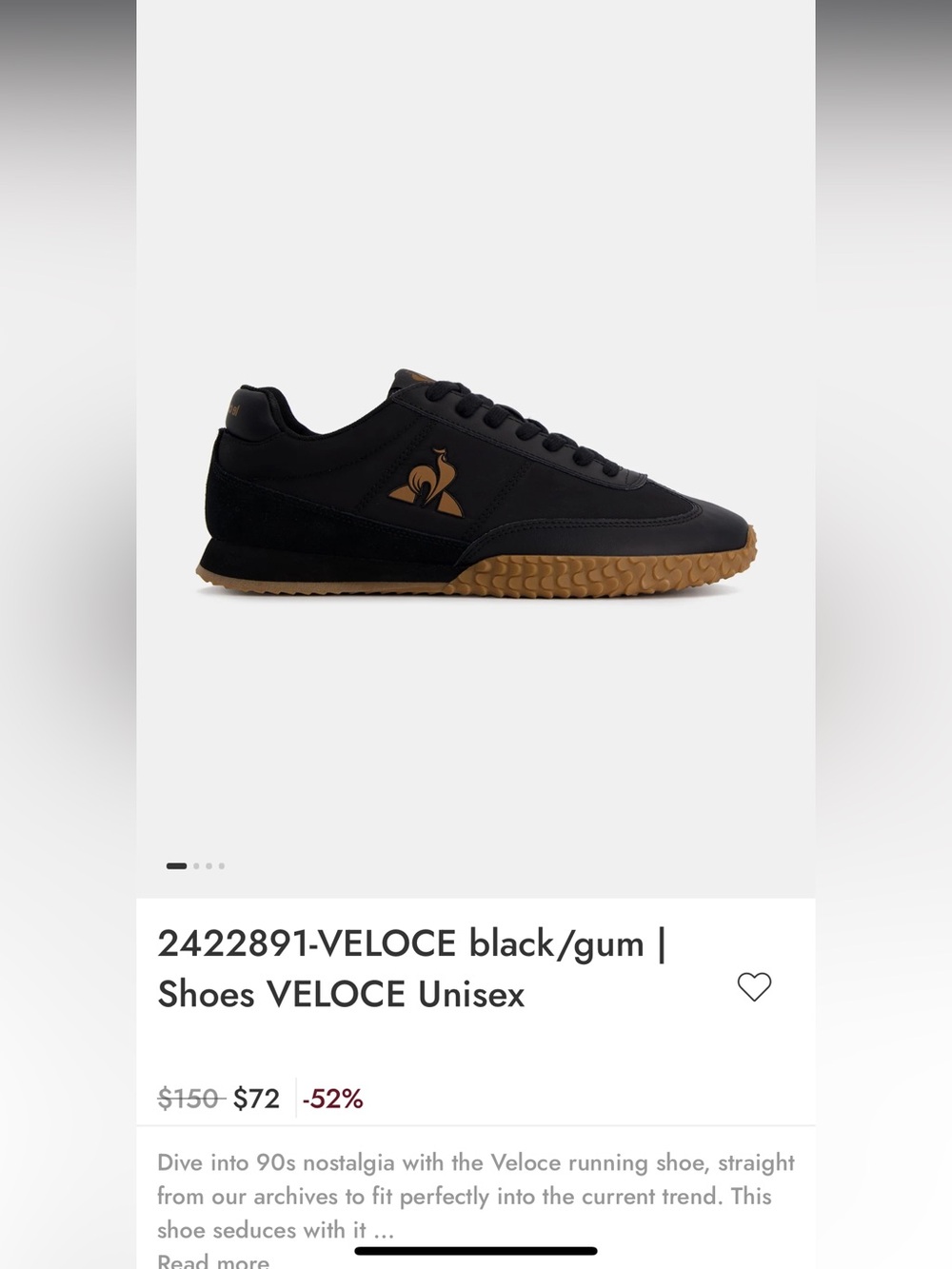 Le Coq Sportif Veloce Black with Gum Sole Men's Sneaker